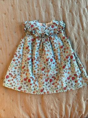 Tutto Piccolo Infant Pale Blue Floral Dress 12 Months Sleeveless Sundress